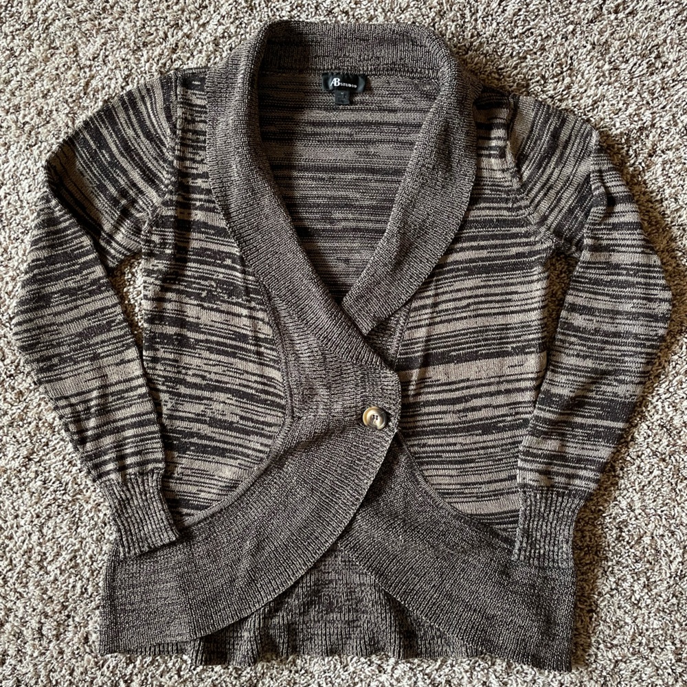 AB Studio Brown Cardigan Sweater Women’s Medium EUC